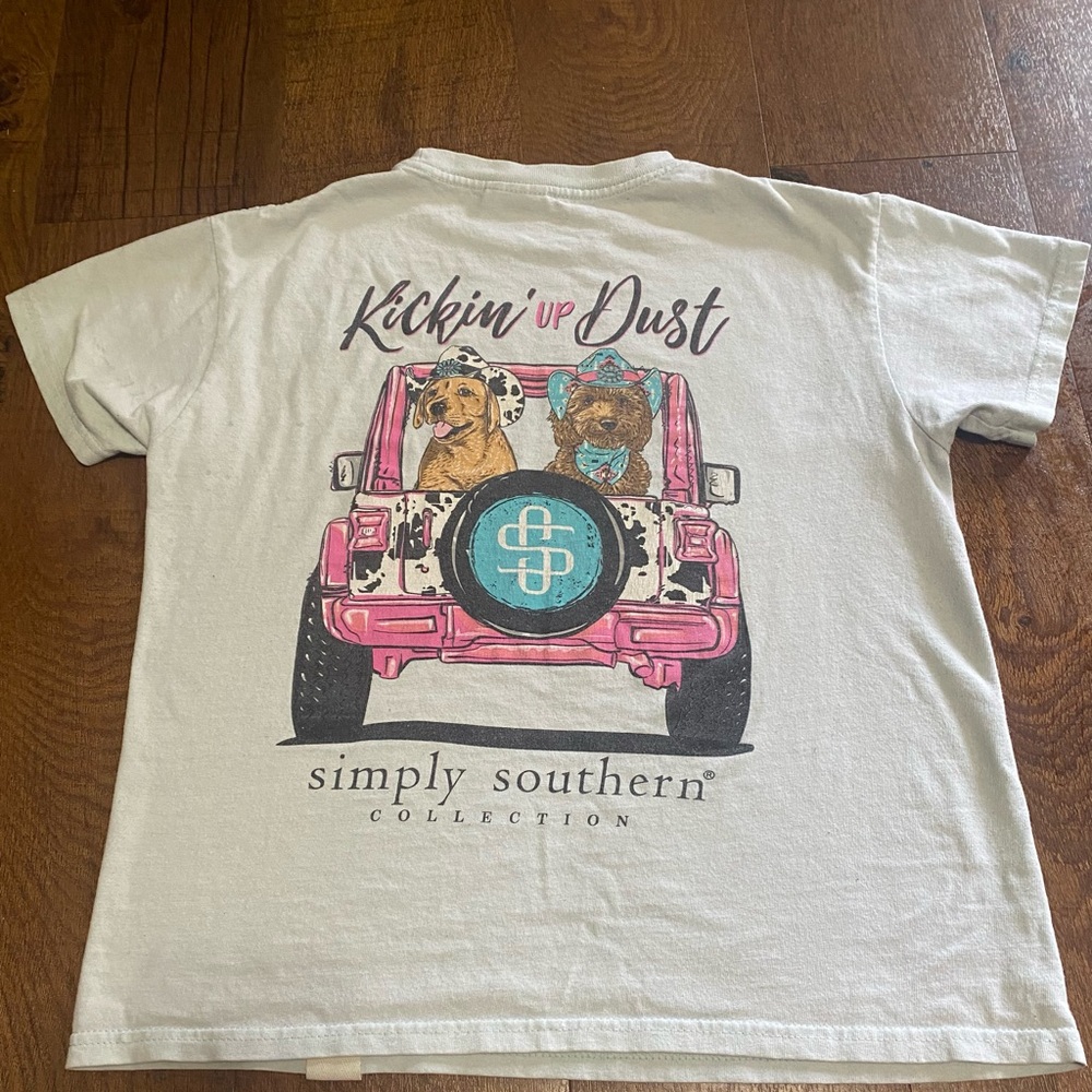 Simply Southern Kids' White T-Shirt with Pink Graphic